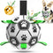 Dog Soccer Balls Toy with Bell Inside, Outdoor Interactive Dog Toys for Tug of War, Puppy Birthday Gifts, Dog Water Toy, Durable Ropes Squeaky Soc...