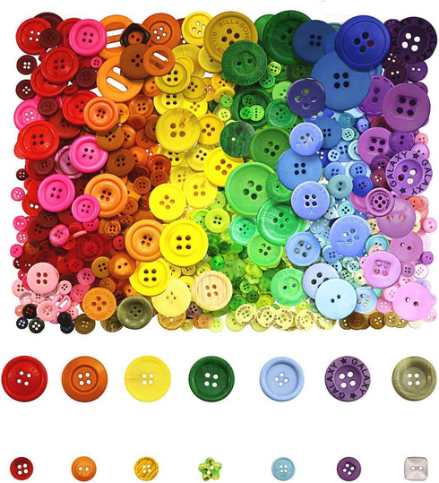 800 Pcs Assorted Sizes Resin Buttons,Round Craft Buttons for Sewing DIY Crafts,Children's Manual Button Painting...