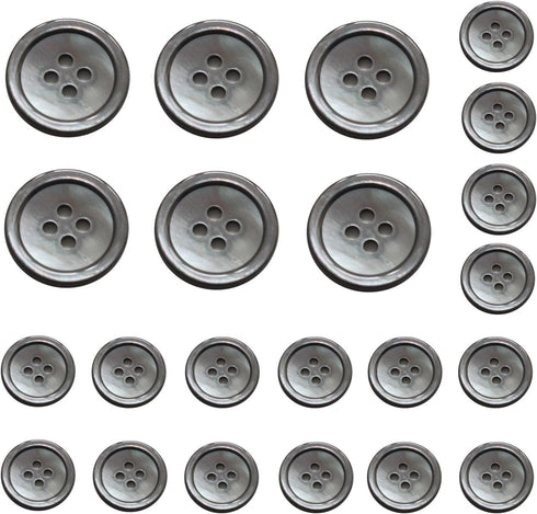 22 Pieces Genuine Smoke Mother of Pearl Blazer Buttons Suit Buttons Set 20mm 15mm Natural Grey MOP Buttons Bulk for Men (Smoke MOP)...