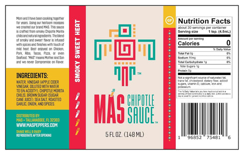 MAS Chipotle Hot Sauce - Award Winning - Gourmet Sauce (Gluten Free), 5 oz...