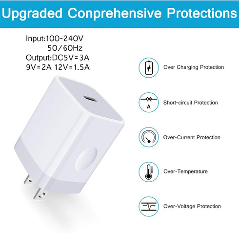 USB C Wall Charger, 20W Fast Samsung Charging Box Block Type C Power Wall Adapter Plug Cube for iPhone 14/13/12/11,Airpods Pro,iPad Air,MacBook Ai...