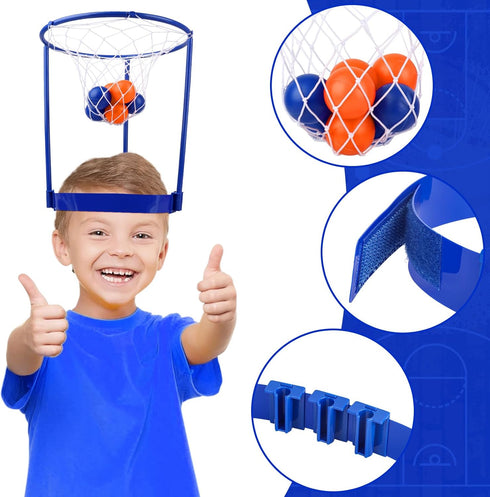 2 Pack Head Hoop Basketball Party Game for Kids and Adults Carnival Game Adjustable Basket Net Headband with 20 Balls for Carnival Party Birthday ...