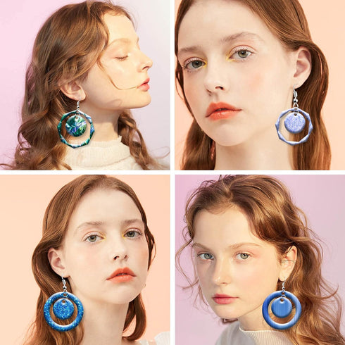 102Pcs Resin Molds Kit, 2pcs Earring Silicone Molds Jewelry Epoxy Casting Molds, Earring Mold with Earring Hooks for DIY Woman Girl Unique Earring...