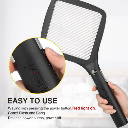 mafiti 2 in 1 Electric Fly Swatter Rechargeable with Flashlight Mosquito Zapper Bug Zapper Racket Fly Killer Indoor Outdoor Light Camping Accessor...