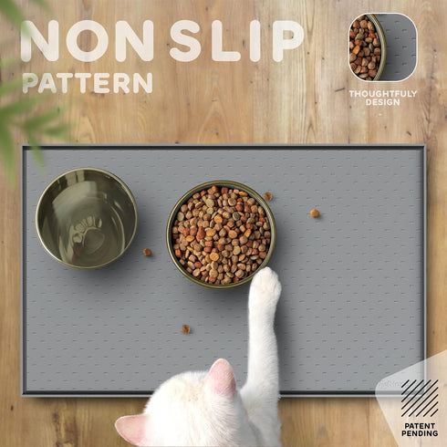 Dog Food Mat - Raised Edges Dog Mat for Food and Water Prevent Spill, Waterproof Cat Food Mat Protect Floors, Easy Clean Dog Bowl Mats for Food an...