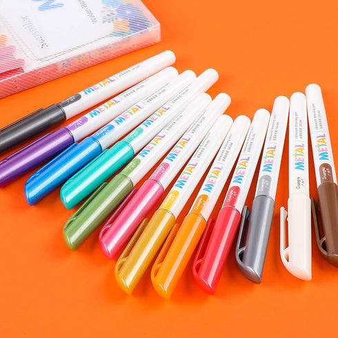 Sunshilor Metallic Markers Medium Point Metallic Marker Pens for Black Paper, Rock Painting, Easter Egg, Halloween Pumpkin, Card Making, Signature...