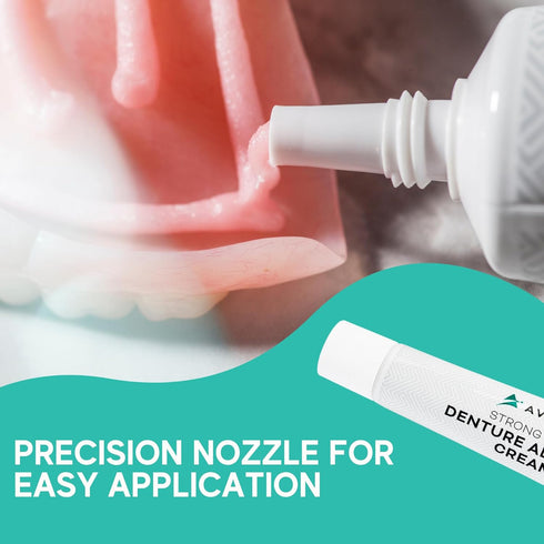 Extra Strong Denture Adhesive Cream, 12 Hour Hold Dental Glue, Waterproof, Zinc & Fluoride Free, Easy Apply Nozzle, Seals Food Out for Comfort, Mi...