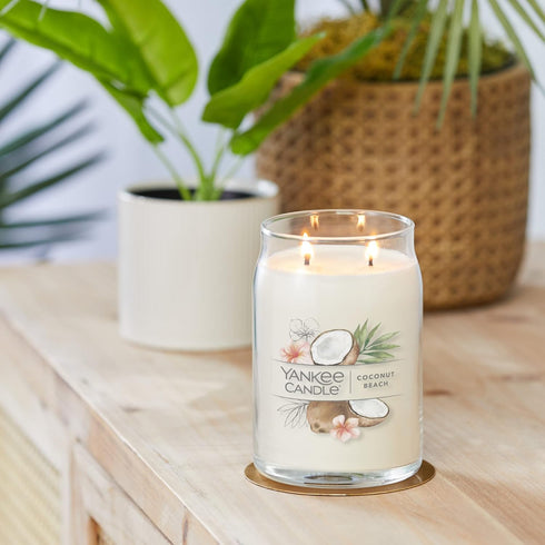 Yankee Candle Coconut Beach Scented, Signature 20oz Large Jar 2-Wick Candle, Over 60 Hours of Burn Time...