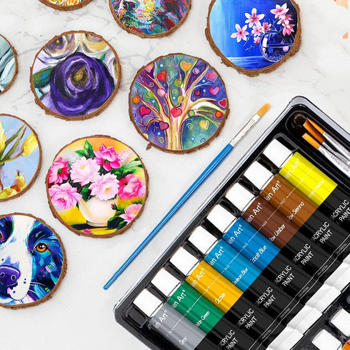 Aen Art Acrylic Paint Set for Pumpkin Painting, 16 Colors Painting Supplies for Canvas Wood Fabric Ceramic Crafts, Non Toxic&Rich Pigments for Beg...