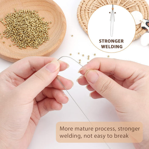 PP OPOUNT 10 PCS Upgrade Big Eye Curved Beading Needles, 5.5 Inch Beading Needles for Bead Spinner, Bead Needles for Jewelry Making, DIY Waist Bea...