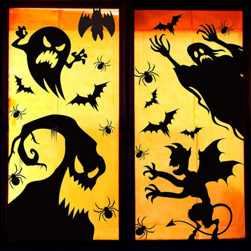 Large Halloween Window Clings Stickers, Halloween Window Decorations Halloween Window Silhouette for Windows Glass Walls...