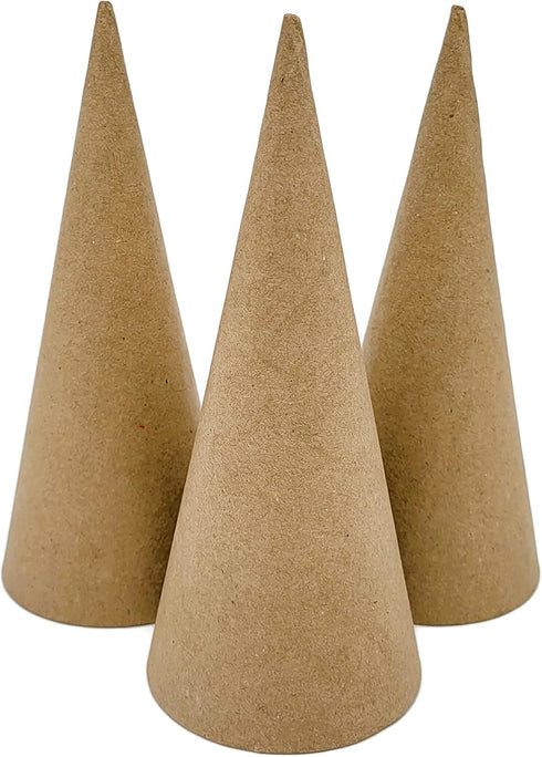 AllStellar Paper Mache Cones Open Bottom 7X3 in. Set of 3 (Small) - For DIY Art Projects, Crafts and Decorations!...