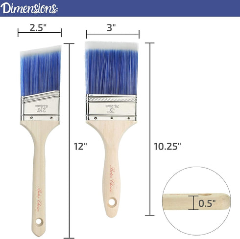Bates- Paint Brushes- 2 Pack, Premium Paintbrush, Treated Wood Handle, Paint Brush, Paint Brushes Set, Professional Brush Set, House Paint Brush, ...