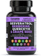 6500mg Resveratrol Supplement with Quercetin 4500mg, Berberine 3200mg, Grape Seed Extract 3600mg & Polyphenol Blend for Skin Health, Immune Suppor...