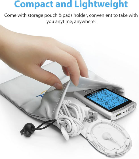 NURSAL 24 Modes TENS Unit Muscle Stimulator with Continuous Stimulation, Rechargeable Electronic Pulse Massager with 8 Pads for Back and Shoulder ...