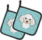 Caroline's Treasures BB1195PTHD Checkerboard Blue White Poodle Pair of Pot Holders Kitchen Heat Resistant Pot Holders Sets Oven Hot Pads for Cooki...