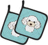 Caroline's Treasures BB1195PTHD Checkerboard Blue White Poodle Pair of Pot Holders Kitchen Heat Resistant Pot Holders Sets Oven Hot Pads for Cooki...