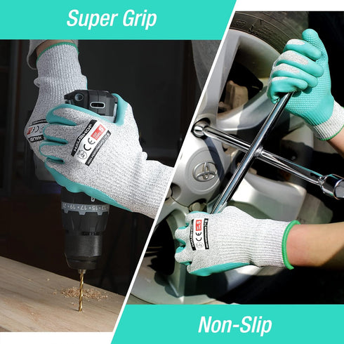 HAUSHOF Gardening Gloves Thorn Proof 3-Pairs Work Gloves, Breathable Garden Gloves Latex Coated with Texture for Women and Men Yard Work, Large Si...