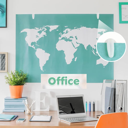 Adhesive Plastic Sticky Clips White Clips Reusable Removable Sticky Clips Small Poster Clips Wall Clips Hanging Bulletin Board Clips for Teachers ...