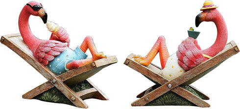 Pink Flamingo Garden Statues Flamingo Ornaments Small Flamingo Statue Summer Tropical Coastal Desk Decor Yard Art Ornament Housewarming Gifts Outd...