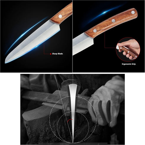 Leize 4.6-Inch Pro Paring Knife, High Carbon Stainless Steel Fruit/Vegetable Carving Knife with Wooden Ergonomic Handle (Wooden Brown)...