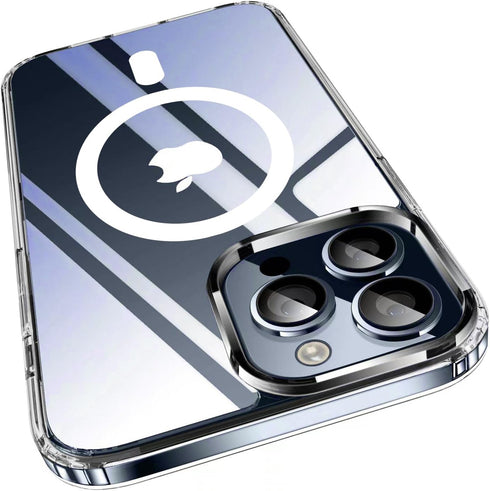 Jmltech for iPhone 15 Pro Max Case Clear Magnetic Protective Crystal Clear Silicone Bumper Hard Back Shockproof Phone Cases for iPhone 15 Pro Max ...