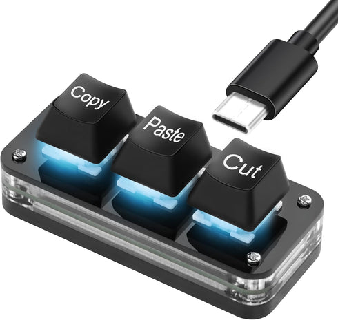 SinLoon Mini 3-Key Cut Copy Paste Keyboard Programmable Keypads with LED Light Mechanical Hot Swap Macro Keyboard for Working and Gaming...
