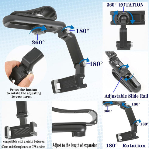 Sun Visor Car Phone Holder?1080° Multifunctional Sun Visor Universal 360 Rotating Rear View Mirror Phone Holder, Foldable Cell Phone Mount Clip fo...