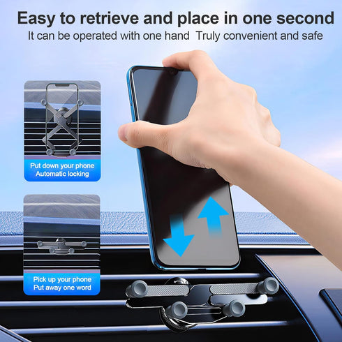 Car Vent Phone Mount,Invisible Rotatable Air Vent Mount Car Phone Holder 360°Anti-Shake Universal Phone Mount,Car Dashboard & Never Blocking Air V...