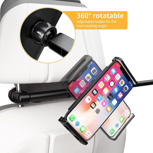 Headrest Tablet Holder with Dual Adjustable Positions,360° Rotation headrest Tablet Holder, Universal ipad Holder for car Backseat for 4" to 11" i...