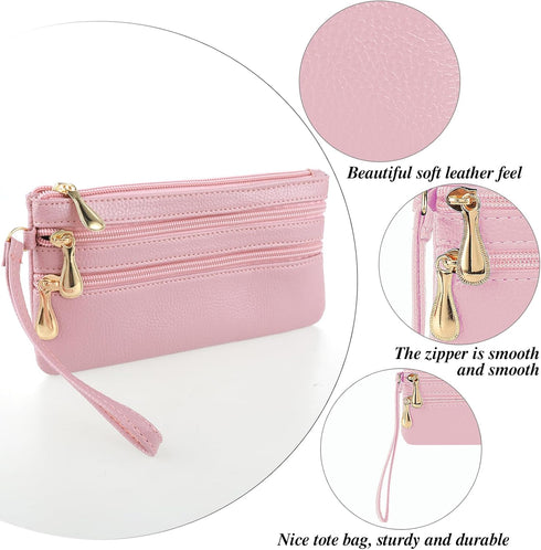 simarro Wristlet Clutch Purse, Soft Leather Long Multi-pocket Wrist Bag With Strap Portable Wallet for Women...