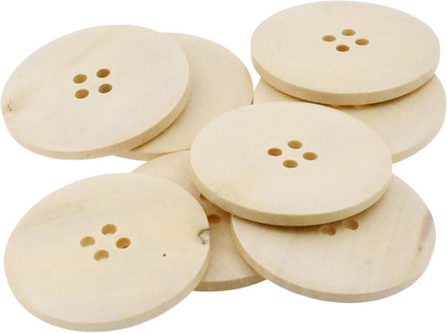 Mandala Crafts Giant Wooden Buttons for Sewing - 20 Assorted 2 Inches Clear Coated Natural Wood Sewing Buttons in Bulk for Crafts, Decorative Proj...