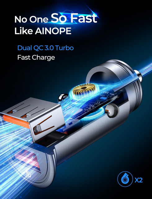 Super Fast Car Charger USB Fast Charge AINOPE Android Car Charger Adapter 45W All Metal Lighter USB Charger Quick Charge for iPhone 15/14/13/12/11...