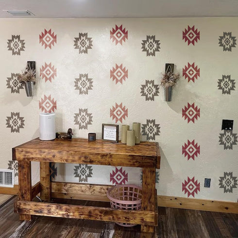 Aztec Tribal Stencils for Painting on Wood, Southwest Border Stencils for Crafts Reusable Wood Burning Drawing Art Paint Stencils and Patterns for...