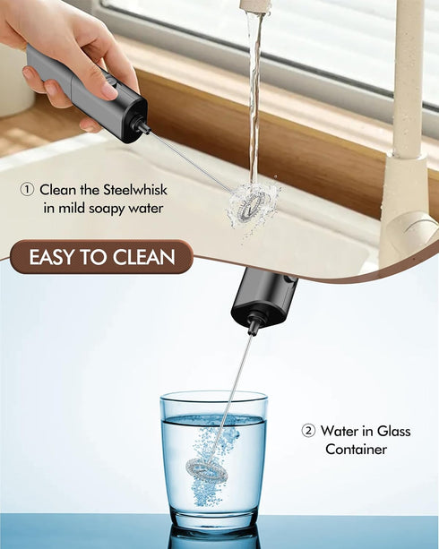 Electric Milk Frother Handheld, Coffee Frother Battery Operated Foam Maker Frother for Coffee, Frappe, Latte, Matcha, Protein Powder-Black...