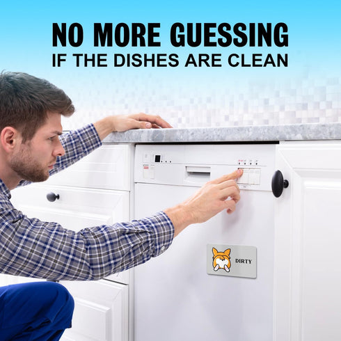 Cute Cartoon Animal Clean Dirty Dishwasher Magnet, Refrigerator Washing Machine Magnet Double Sided Kitchen Reversible Dish Washer Sign, Apartment...