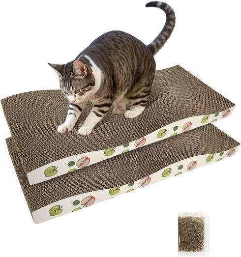Cat Scratching Board, Corrugate Cat Scratcher for Indoor Cats with Catnip, Cat Scratch Pad with Premium Scratch Textures Design, Cardboard Cat Scr...