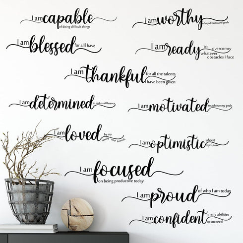 Epakh 2 Sheets Motivational Wall Stickers Decor Black Inspirational Wall Decal Art Inspirational Quote Stickers Vinyl Positive Wallpaper for Livin...