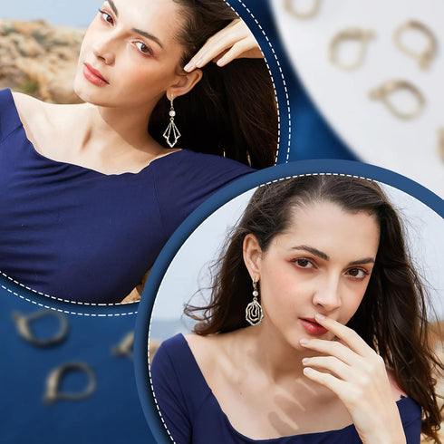 Beebeecraft 50Pcs/Box Leverback Earring Findings 24K Gold Plated Stainless Steel French Earring Hooks 15.5x10x1.5mm Interchangeable Dangle Ear Wir...