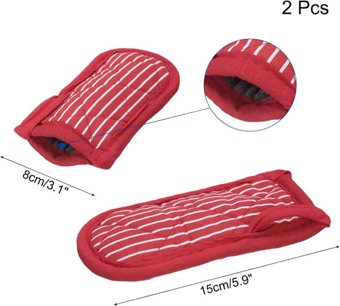 uxcell 2Pcs Pan Handle Sleeve, Pot Handle Covers Heat Resistant Iron Skillet Handle Covers for Kitchen Baking Cooking Supplies, Red and White Stri...
