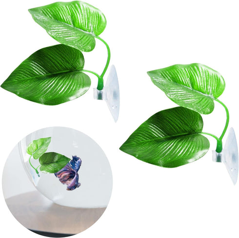 2Pack Beta Leaf Bed Fish Resting Leaf Betta Hammock Beta Tank Decorations Aquarium Plants Betta Fish Accessories for Small Tank...