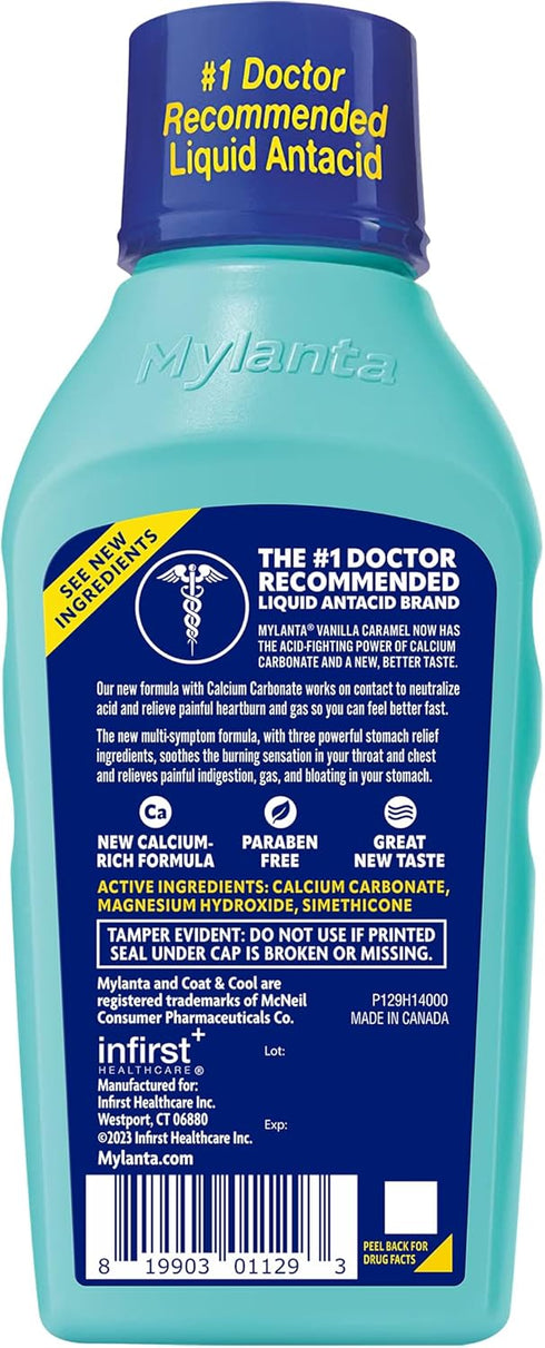 Mylanta Heartburn and Gas Relief, Liquid Antacid, Vanilla Caramel Flavor, 12 Fluid Ounce...