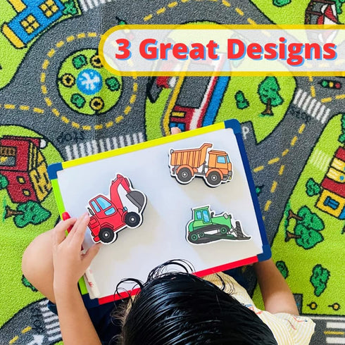 Magnetic Dry Erase Eraser for Whiteboard - 3 Pack Cute Design Construction Truck Set - Excavator, Dump Truck and Bulldozer - For Kids and Classroo...