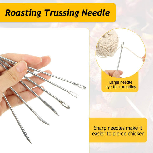 WILLBOND 6-Piece Stainless Steel Curved Poultry Trussing Needles for Securing Stuffed Turkey, Chicken, Roasts and Rolled Meats...
