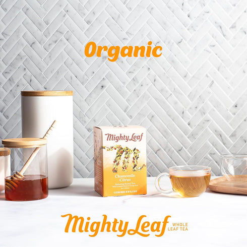 Mighty Leaf Chamomile Citrus Herbal Tea – 45 Count (3 Packs of 15) Whole Leaf Pyramid Tea Bags – Caffeine-Free Soothing Blend with Citrus & Floral...