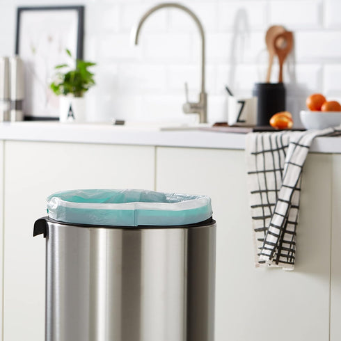 Brabantia PerfectFit Trash Bags (Size G / 6-8 Gallon) Thick Plastic Trash Can Liners with Tie Tape Drawstring Handles (20 Bags)...