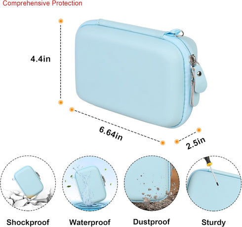 Label Maker Case for SUPVAN E10 Mini Bluetooth Label Printer, Extra Interior Mesh Pocket Fits Label Paper Cable, Blue. (CASE ONLY! Label Maker not...