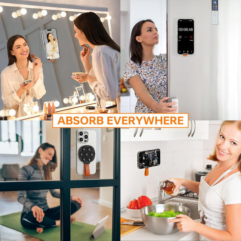 Magnetic Suction Cup Phone Mount, Ultra-Comfort Silicone Suction Grip Holder Stand for MagSafe, Hands-Free Mirror Shower Phone Holder Mount for Ti...
