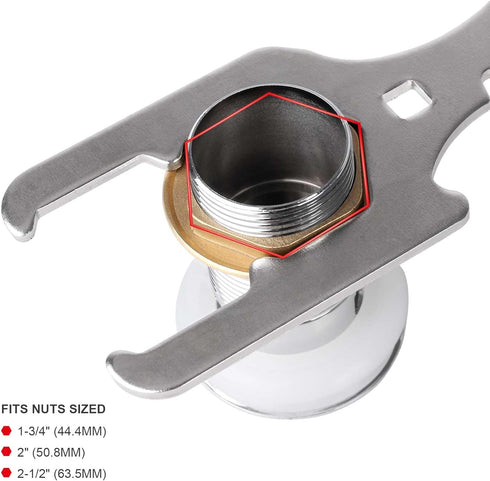 HAUTMEC 3 Way Plumber's Sink Strainer Wrench, Fits 1-3/4 inch., 2 inch. and 2-1/2 inch. Nuts? Multifunction Plumbing Wrench PL0037...