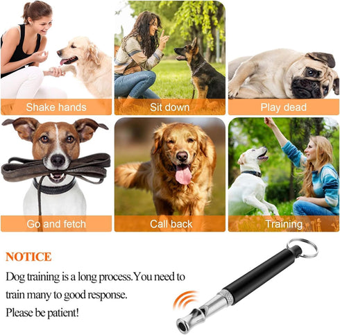 2 Pack Dog Whistle, Adjustable Ultrasonic Silent Dog Whistle, Professional Recall Stop Dog Barking Dog Training Whistles with Lanyard(Black&White)...